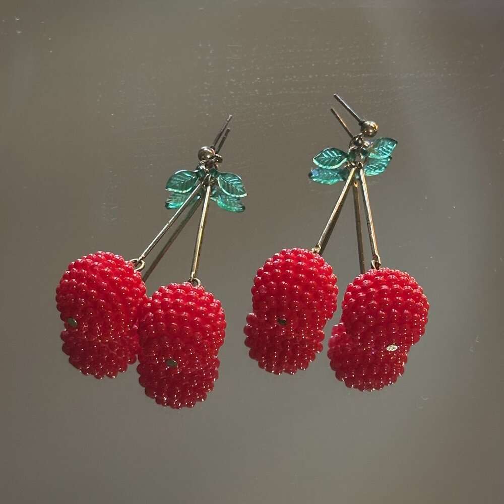 Beaded Cherry Earrings